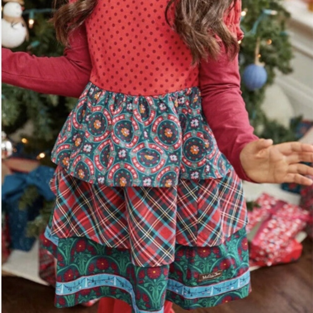 EUC Matilda Jane Jolly Holiday Long Sleeve Red/Green Christmas Dress -Size 4